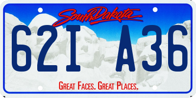 SD license plate 62IA36