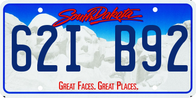 SD license plate 62IB92