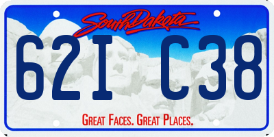 SD license plate 62IC38