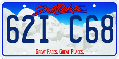 SD license plate 62IC68