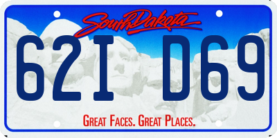 SD license plate 62ID69