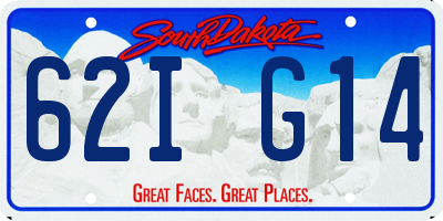 SD license plate 62IG14
