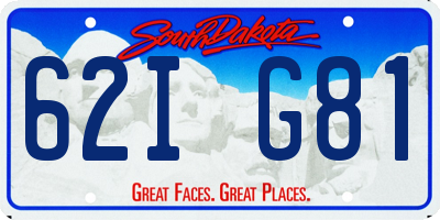 SD license plate 62IG81