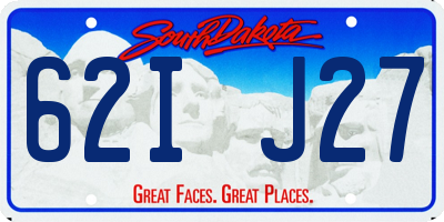 SD license plate 62IJ27