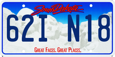 SD license plate 62IN18
