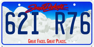 SD license plate 62IR76
