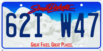 SD license plate 62IW47