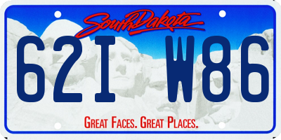 SD license plate 62IW86