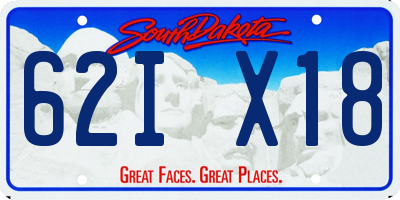 SD license plate 62IX18
