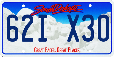 SD license plate 62IX30