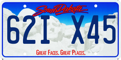 SD license plate 62IX45