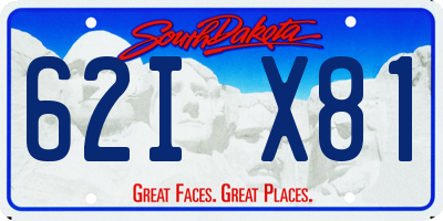 SD license plate 62IX81