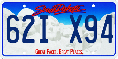 SD license plate 62IX94