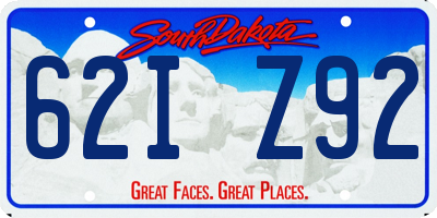 SD license plate 62IZ92