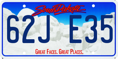 SD license plate 62JE35