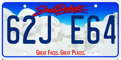 SD license plate 62JE64