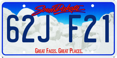SD license plate 62JF21