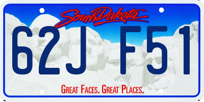 SD license plate 62JF51