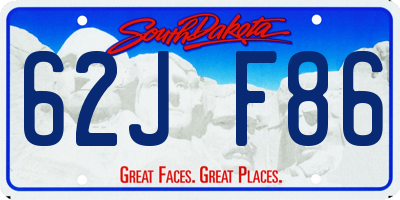 SD license plate 62JF86