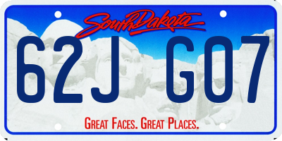 SD license plate 62JG07
