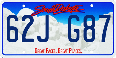 SD license plate 62JG87
