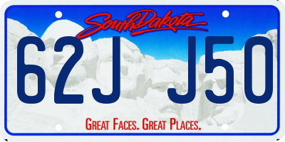 SD license plate 62JJ50