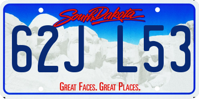SD license plate 62JL53