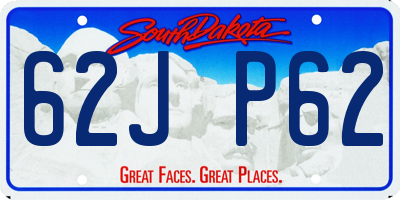 SD license plate 62JP62