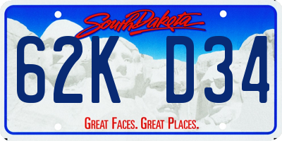 SD license plate 62KD34