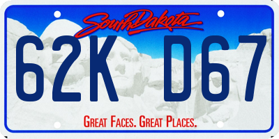 SD license plate 62KD67