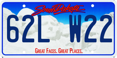 SD license plate 62LW22