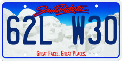 SD license plate 62LW30
