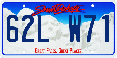 SD license plate 62LW71