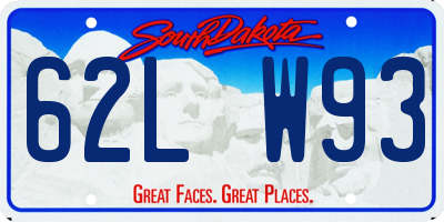 SD license plate 62LW93