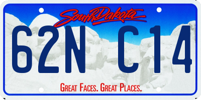 SD license plate 62NC14