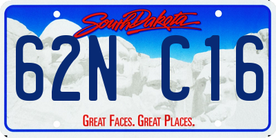 SD license plate 62NC16