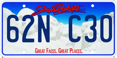 SD license plate 62NC30