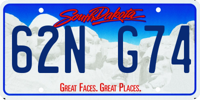 SD license plate 62NG74