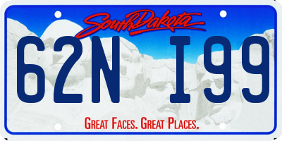 SD license plate 62NI99