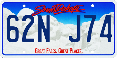 SD license plate 62NJ74