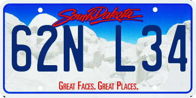 SD license plate 62NL34