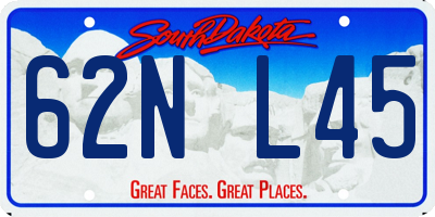 SD license plate 62NL45