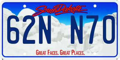 SD license plate 62NN70