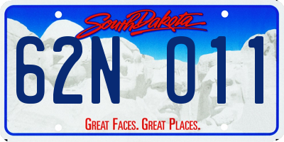 SD license plate 62NO11