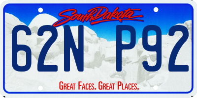 SD license plate 62NP92