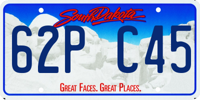 SD license plate 62PC45