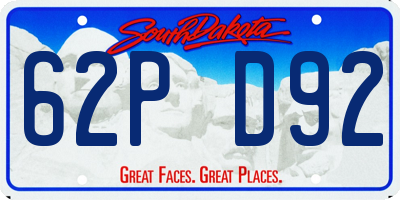 SD license plate 62PD92