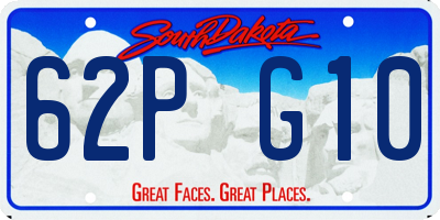 SD license plate 62PG10
