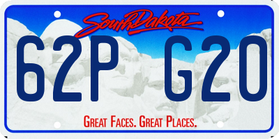 SD license plate 62PG20
