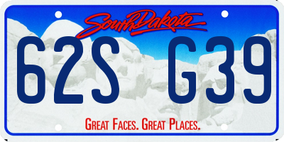 SD license plate 62SG39